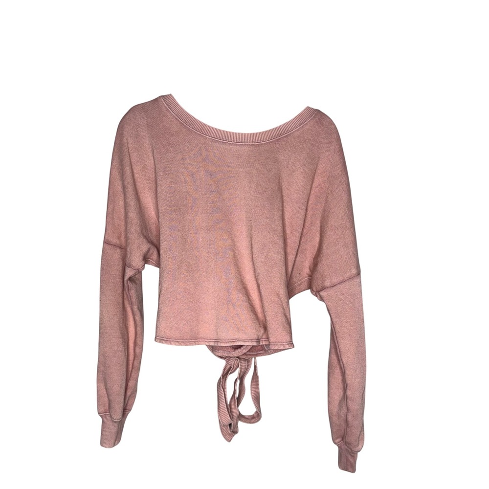 Free People FP Movement Wrap Sweatshirt Womens Lrg Pink Excellent Tie Front Crop
